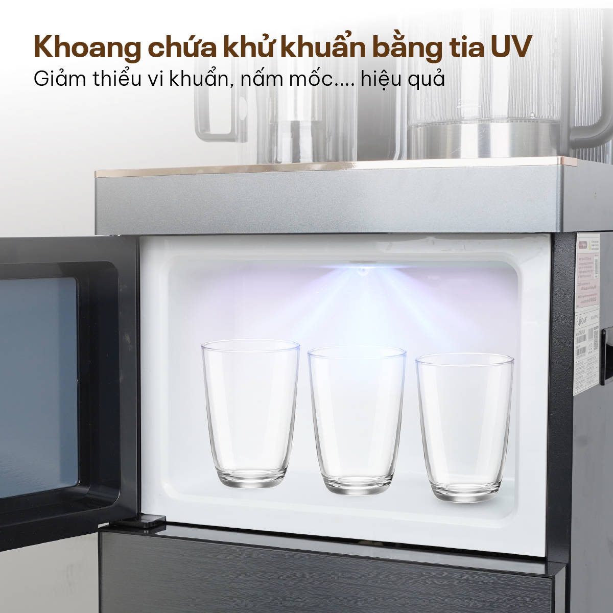 Cây nước nóng lạnh có ngăn hỗ trợ khử khuẩn UV Fujihome TB241UV